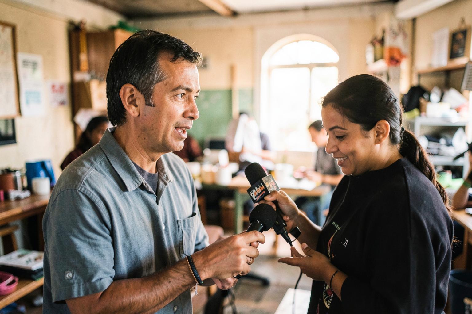 A person being interviewed on location for a partner spotlight video